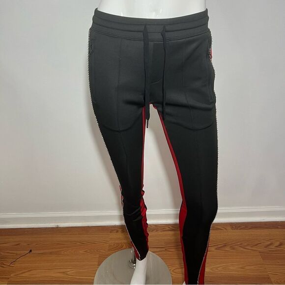 NWOT Pam & Gela Zippered Crystal Rhinestone Leg‎ Detail Track Pants - S - Picture 6 of 15